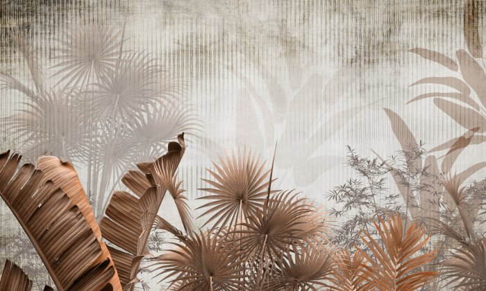 Fotobehang Tropische bladeren in herfstkleuren