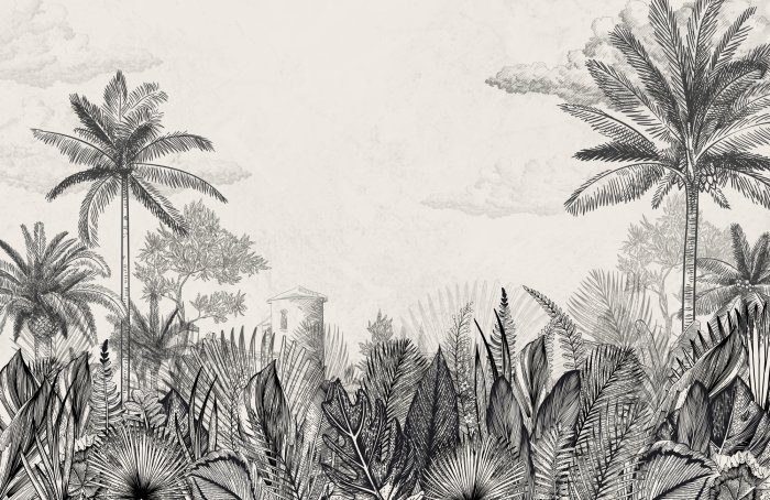 Fotobehang Monochroom landschap natuur laat vlekken achter