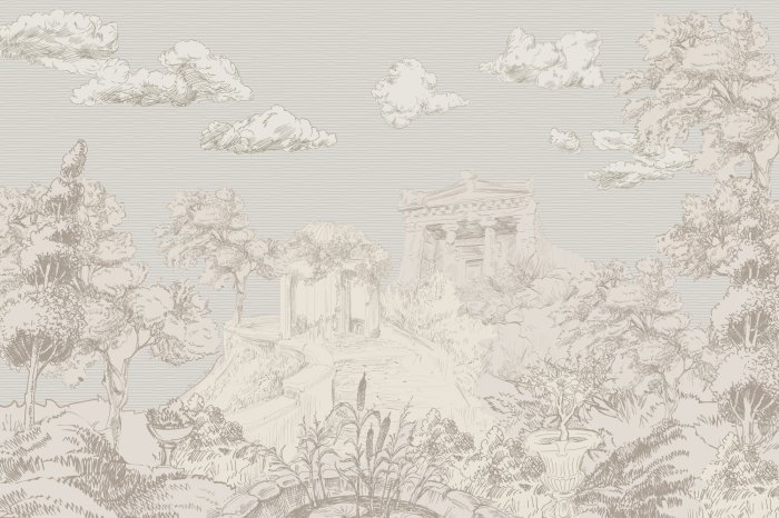 Fotobehang Landschap met ruïnes in de tuin