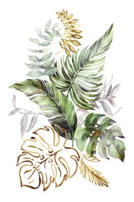 Poster Tropische bladeren in aquarelstijl