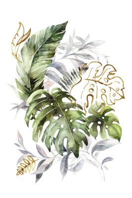 Poster Aquarel tropische bladeren op een witte achtergrond