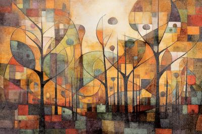 Canvas Kleurrig bos abstracte compositie in de stijl van Klimt