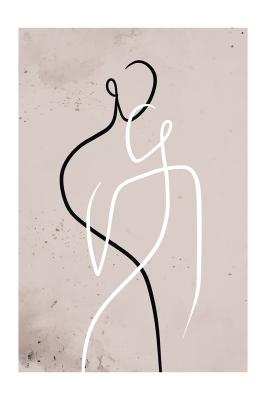 Poster Minimalistische mensensilhouetten in line art stijl