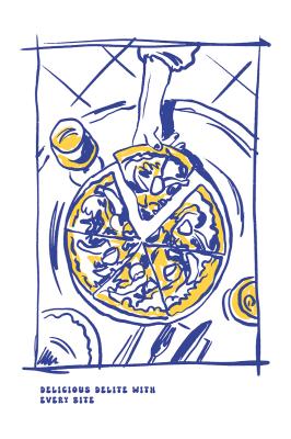 Poster Moderne illustratie met pizza