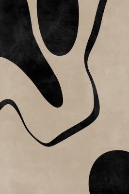 Poster Zwart beige patroon in abstracte stijl