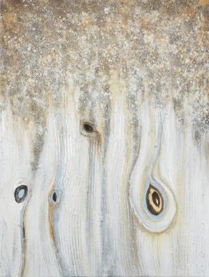 Canvas Moderne abstractie met getextureerde houtdetails