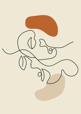 Canvas Minimalistische gezichten in line art stijl