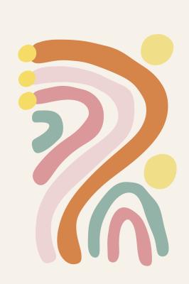 Canvas Abstract motief met regenboog en zon