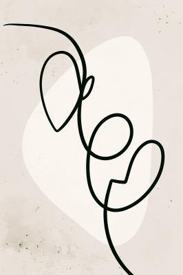 Canvas Moderne compositie met zwarte lijn in abstracte stijl