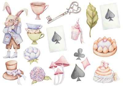 Sticker Sprookjesachtige compositie uit Wonderland