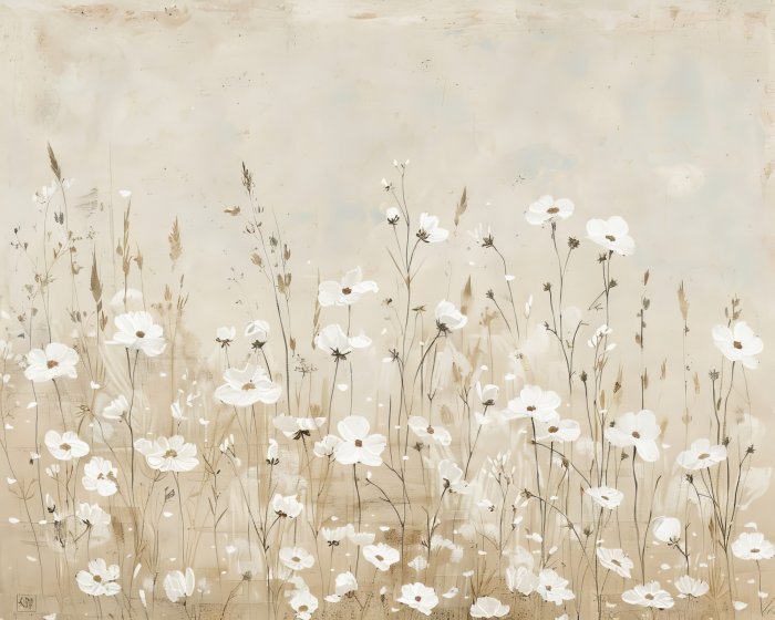 Fotobehang Een minimalistische compositie van heldere bloemen.