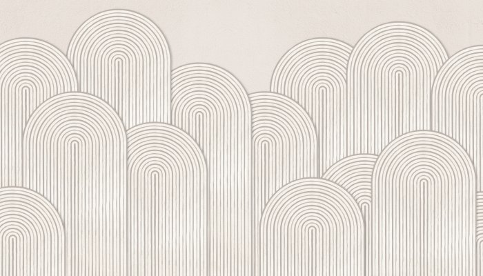 Fotobehang Geometrisch boogpatroon op een beige betonnen achtergrond