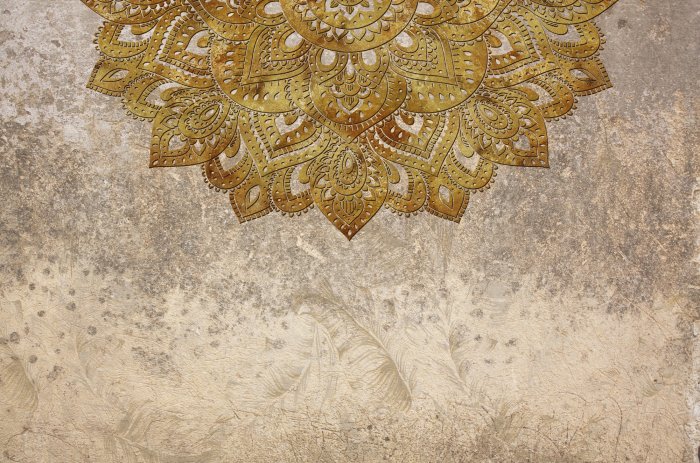 Fotobehang Gouden mandala op een gestructureerde achtergrond