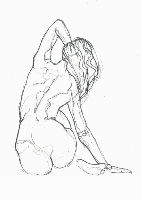 Fotobehang Artistieke schets van een naakte vrouw