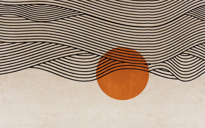 Fotobehang Abstract landschap met zonsondergang