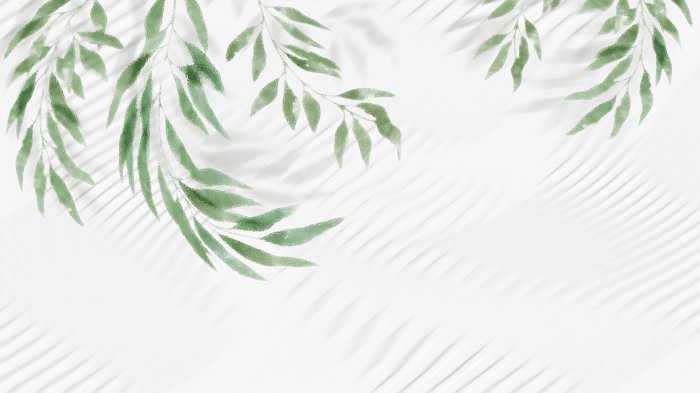 Fotobehang Groene bladeren hangen erboven