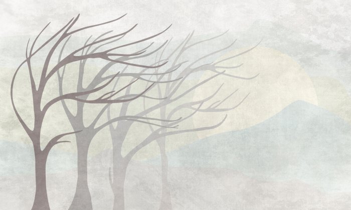 Fotobehang Bomen in de wind minimalistisch landschap