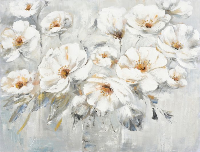 Fotobehang Wit geschilderde bloemen