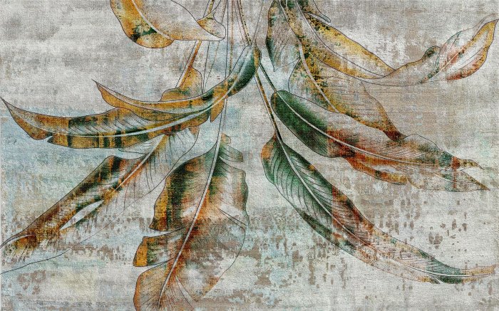 Fotobehang Bladpatroon in industriële stijl