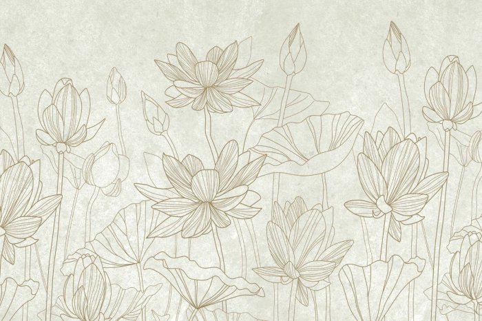 Fotobehang Betonnen waterlelies