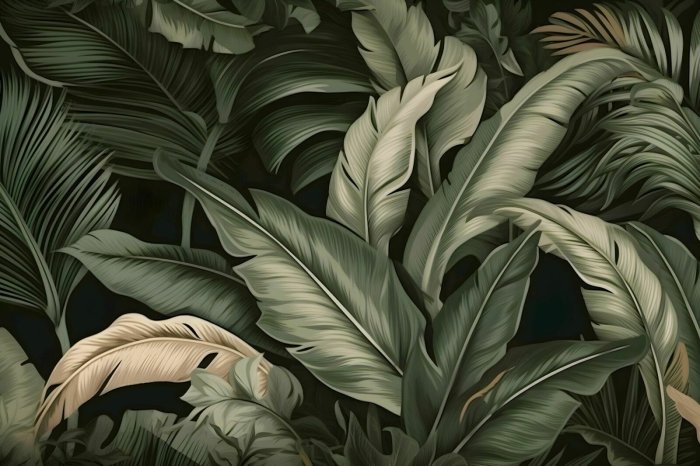 Fotobehang Grote bananenbladeren