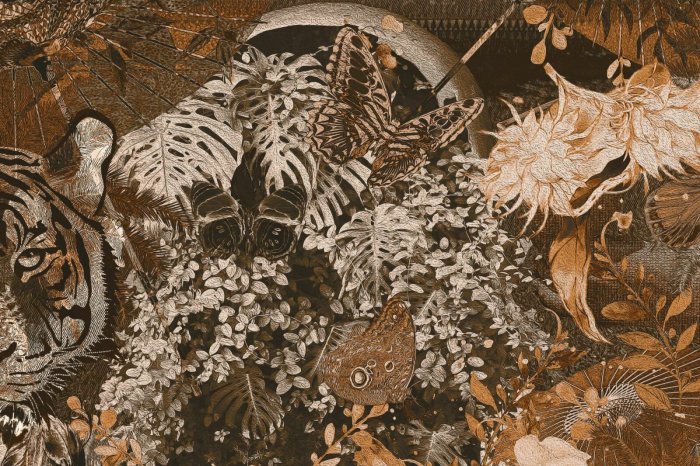 Fotobehang Tijger en vlinders