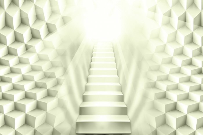 Fotobehang Een driedimensionaal patroon met een trapelement