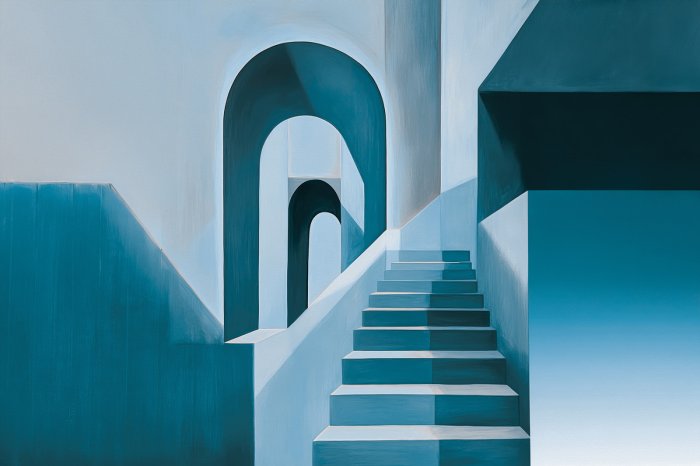 Fotobehang Architectonische trappen in geometrische vorm