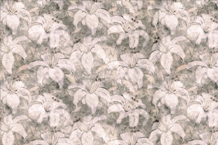 Fotobehang Een delicaat schilderachtig patroon met leliebloemen