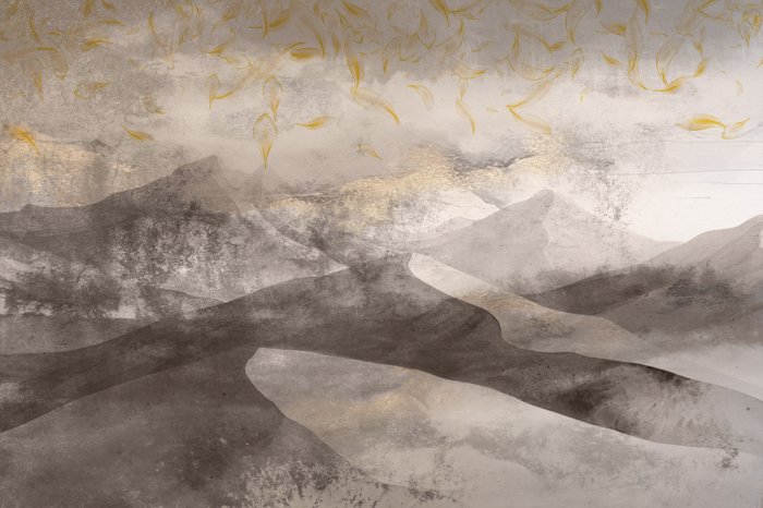 Fotobehang Woestijnheuvels gehuld in een gouden gloed