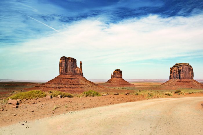 Fotobehang Het woestijnlandschap van Monument Valley