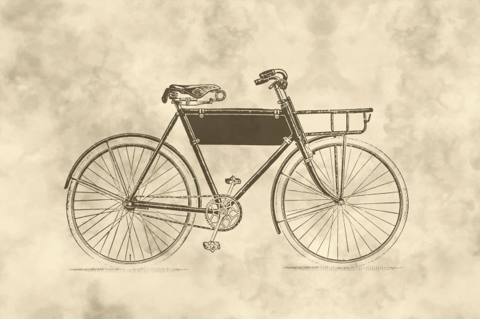 Fotobehang Vintage fiets in minimalistische lijnkunst