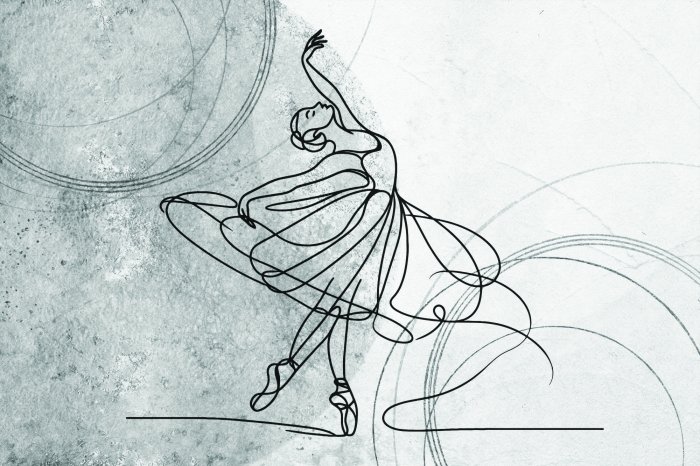 Fotobehang Schetsmatig silhouet van een balletdanser in een pose