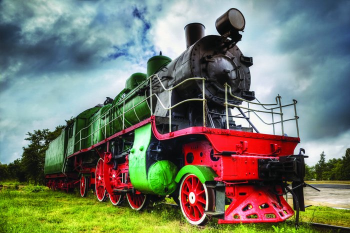 Fotobehang Klassieke locomotief met een vintage look