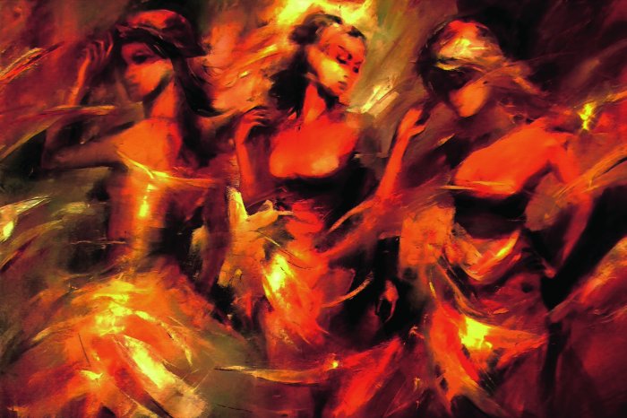 Fotobehang Sensuele vrouwen in rode outfits