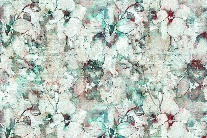 Fotobehang Delicate orchideeën geschilderd in aquareltechniek