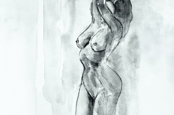 Fotobehang Artistieke geschilderde schets van een vrouwelijk silhouet