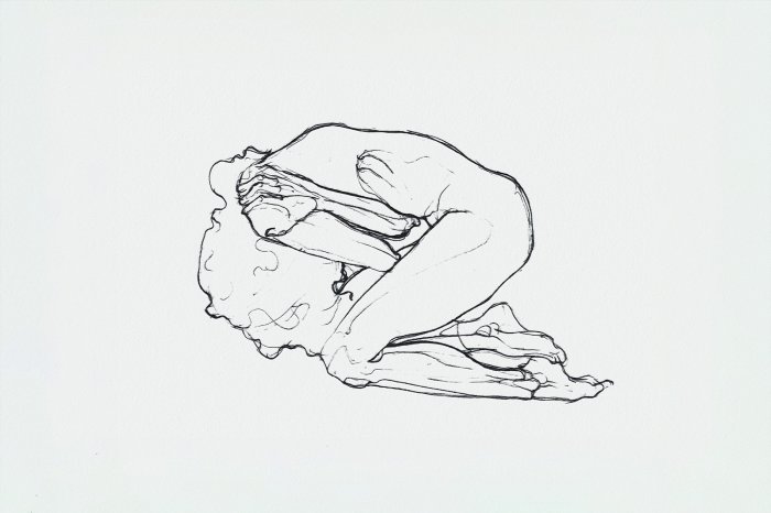 Fotobehang Een subtiele, minimalistische schets van een menselijke figuur