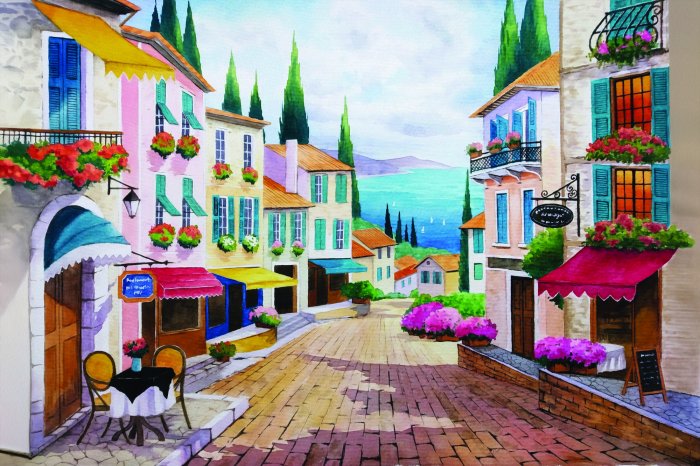 Fotobehang Een charmant stadje aan zee