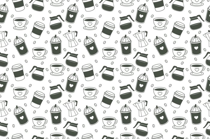 Fotobehang Koffieboonmotief met kopjes