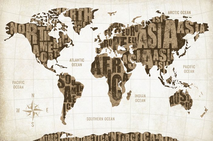 Fotobehang Klassieke wereldkaart met kompas