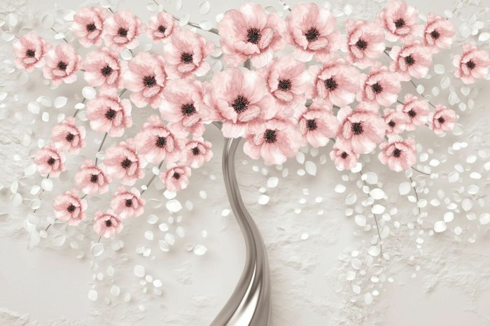 Fotobehang 3D kersenbloesemboom