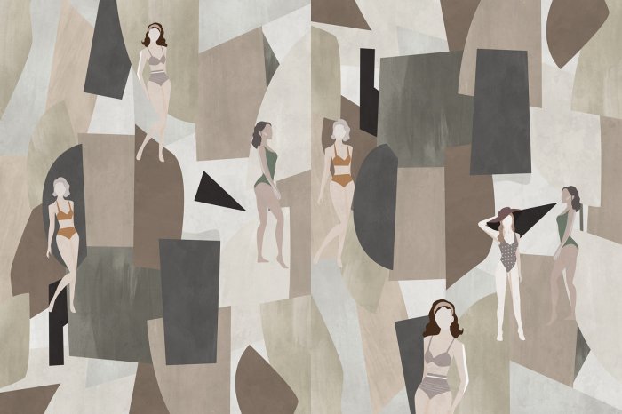 Fotobehang Vrouwelijke figuren in geometrische abstractie