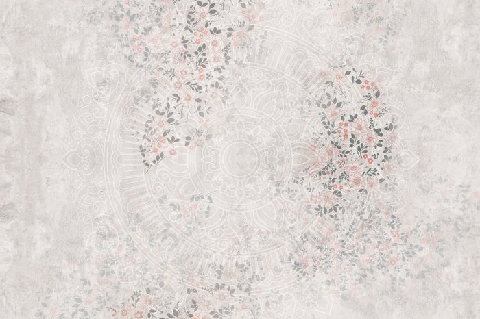 Fotobehang Bloemenmandala op een lichte achtergrond