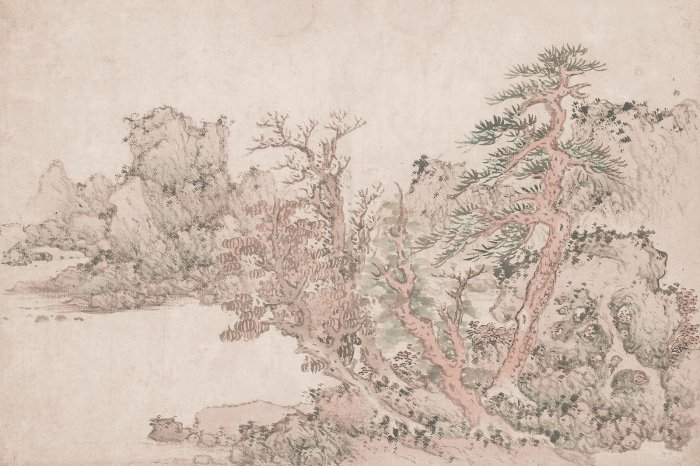 Fotobehang Handgetekende boom op oud papier