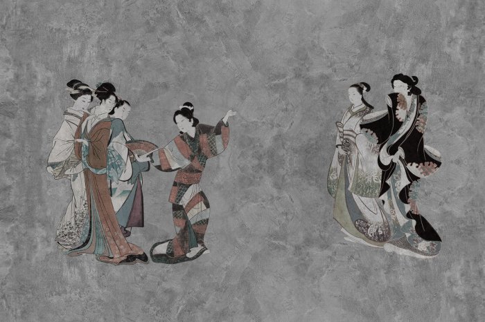 Fotobehang Japanse vrouwen in historische kimono&#39;s
