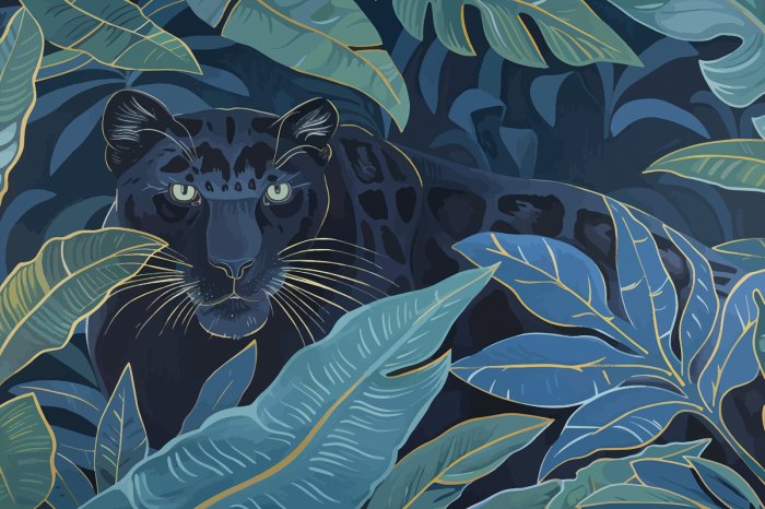 Fotobehang Tijger in een tropisch bos