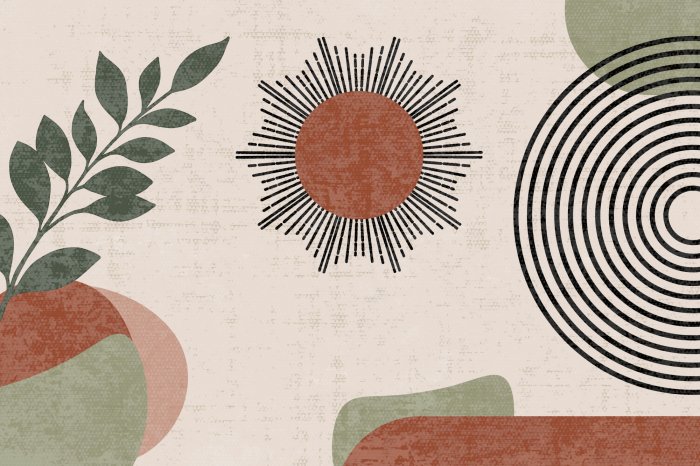 Fotobehang Abstracte zon met vegetatie