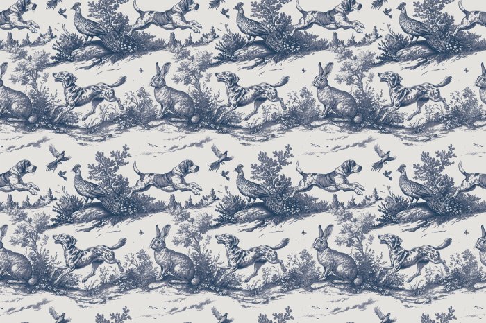 Fotobehang Weide met honden en hazen