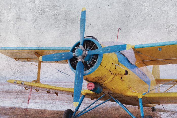 Fotobehang Propellerflugzeug Muster im Vintage-Stil